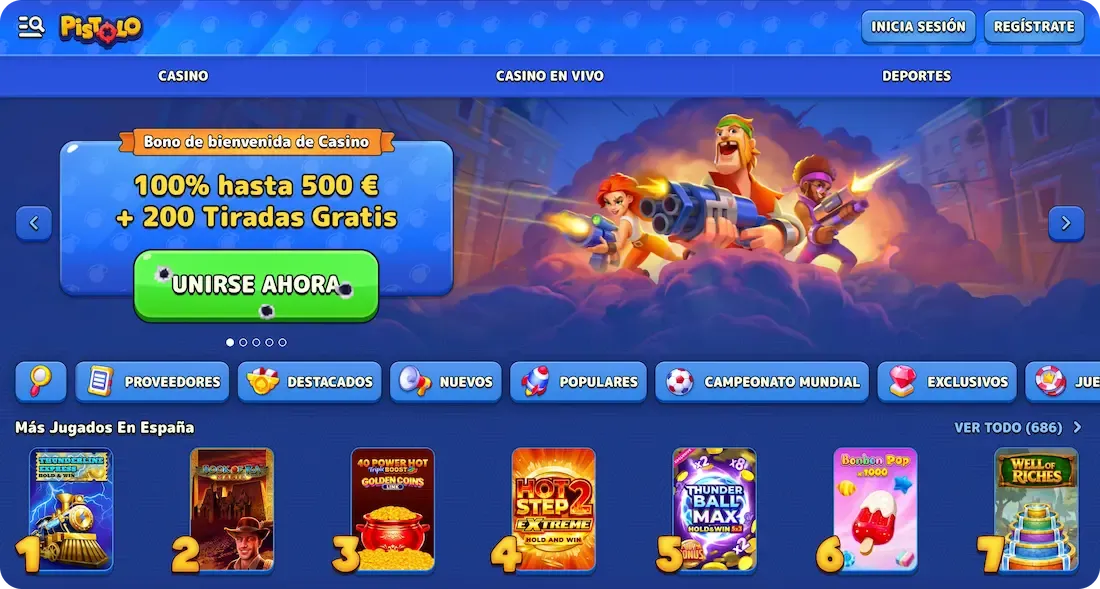 sitio web del casino pistolo